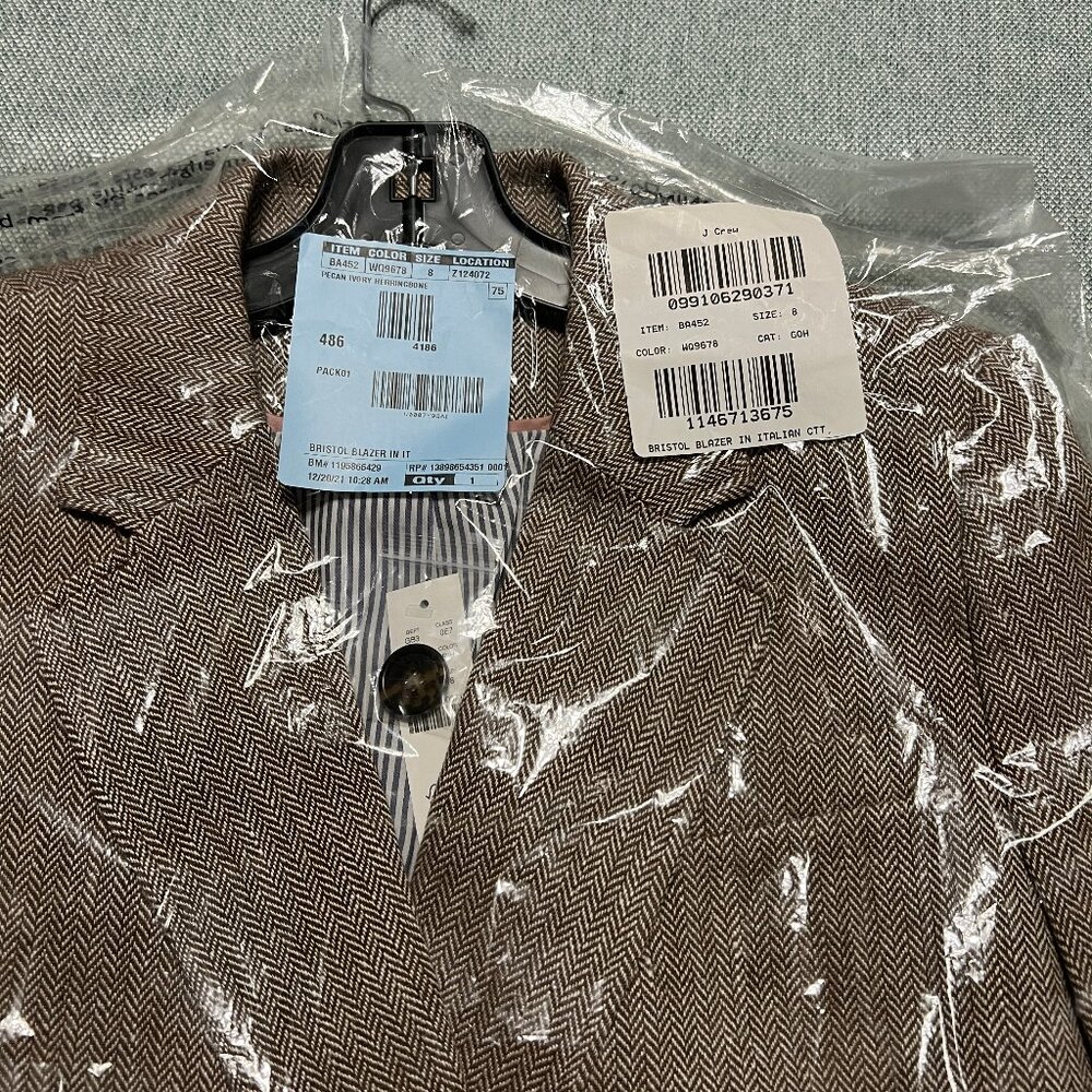 J CREW BRISTOL BLAZER LINEN COTTON BLEND SIZE 8 NEW + THOERY MERINO TEE - Picture 5 of 15